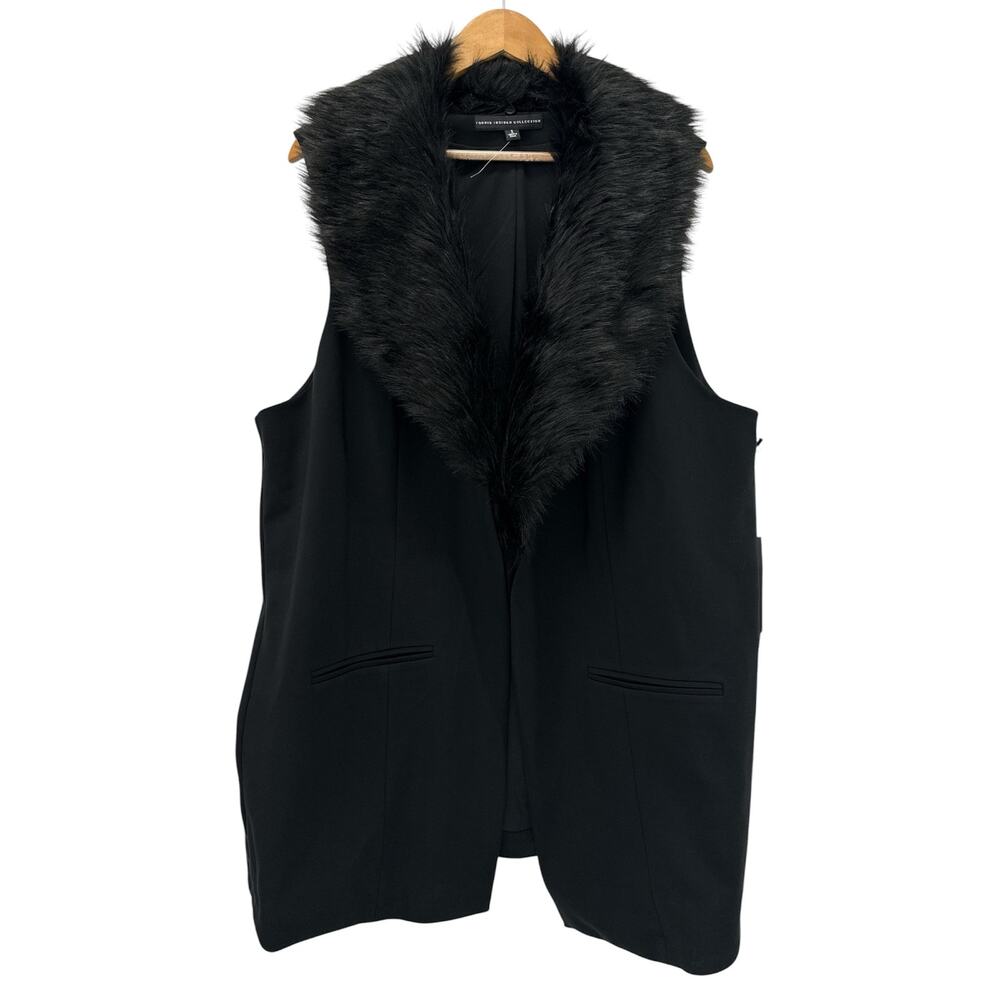 Torrid Insider Collection Faux Fur Collar Vest Black Open Front Size 3 NWOT - Picture 2 of 9